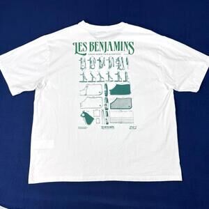 Les Benjamins White Graphic T Shirt Horse Tack Print Cotton Men’s 3XL Designer